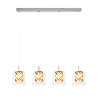 Produktbild von ZMH Hängelampe 4 Flammig Hängeleuchte Esstisch Glas G9 Lang Esszimmerlampe Kristall Pendelleuchte 120CM Höhenverstellbar Modern