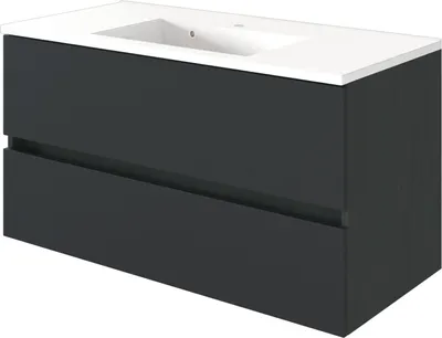 Produktbild von Waschtisch Badschrank Waschplatz Badezimmerschrank Handwaschplatz Bad "Baabe I" Graphit/Grau-Matt 100 cm