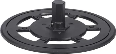 A black circular accessory with a hexagonal shaft in the center, likely for a cleaning robot.