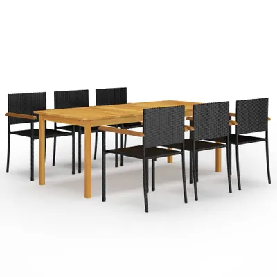 Produktbild von The Living Store 7-tlg. Garten-Essgruppe Schwarz