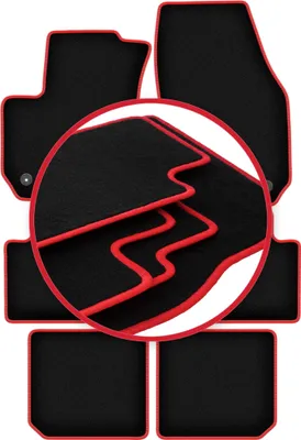Image de Tapis de sol en moquette noir/rouge pour Opel Zafira B 2005-2014 6 pièces