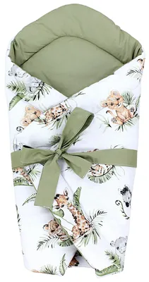 Produktbild von TupTam Unisex Baby Einschlagdecke mit Schleife, Farbe: Safari / Löwe / Braun / Blätter / Grün, Größe: 70 x 70 cm