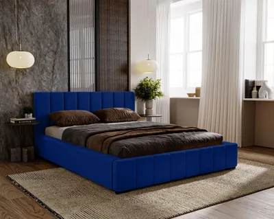 Produktbild von Polsterbett 200x200 für das Schlafzimmer DIANA mit Stauraum und Lattenrost, Kopfteil und gepolsterter Korpus, dunkelblau ( Magic Velvet 2296 )