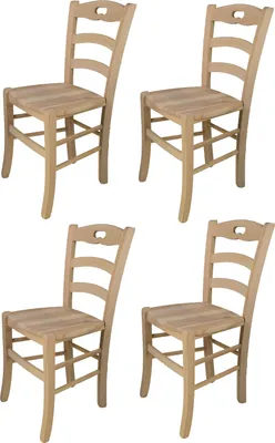 Image de t m c s Tommychairs - Set de 4 chaises SAVOIE pour la cuisine et la salle à manger, structure robuste en bois de hêtre poli, non traité et 100% naturel, assise en bois poli