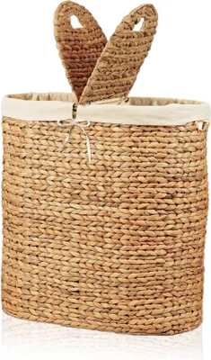 Produktbild von Lycce Wäschekorb 2 Fächer, Wäschebox mit Deckel und Wäschesack aus Wasserhyazinthe