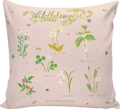 Produktbild von Mr. & Mrs. Panda Couchkissen Wildblumen - Geschenk, Kissen 40x40, kuschelkissen, Sofakissen, Deko, Polster, Wildblume, Blumen, Blume, Dekoration