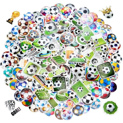 Fußball-Sticker, 250 Stück, selbstklebend, für Flaschen, Gepäck, Partys