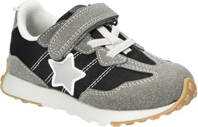 Produktbild von AMERICAN CLUB ES184 Solide Kinderschuhe mit Klettverschluss, luftiger Sneaker, modische Kinderschuhe, Innensohle aus Naturleder, Grau/Schwarz 25