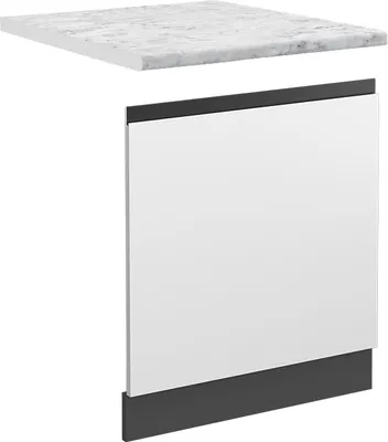 Produktbild von Frontblende Vicco R-Line Weiß 60 cm  J-Shape, AP Marmor, Model 45393