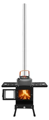 Obrázek produktu pro Dřevěná kamna, přenosný design pro venkovní použití, všestranné vaření, černá