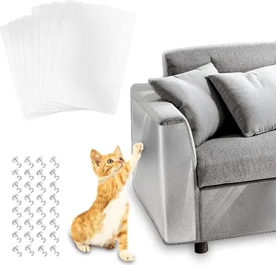 Produktbild von Kratzschutzfolie 17 x 12 Zoll, transparent, selbstklebend, PVC, 8 Stück – für Katzen, Sofa, Möbel & Kratzbaum, rückstandslos entfernbar