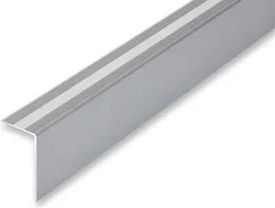 Produktbild von (19,86EUR/m) 30 x 52 x 1500 mm Treppenwinkel silberfarben selbstklebend Treppenkantenprofil Treppenkante
