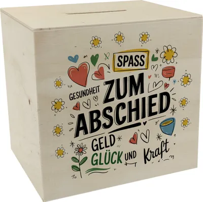 Produktbild von Wünsche Zum Abschied Spardose aus Holz für Kollegen und Freunde