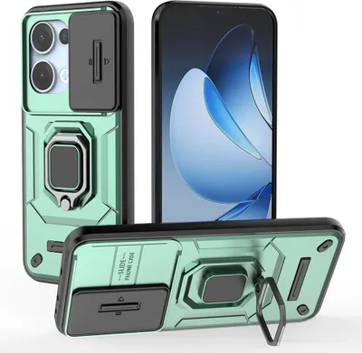 Produktbild von OPPO Reno13 5G Hülle - Coverup Ring Ständer Back Cover mit Kamera Schutz - Grün