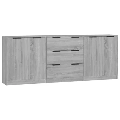 Produktbild von 3-tlg. Sideboard Grau Sonoma Eiche-Optik Holzwerkstoff
