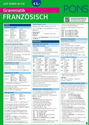Obrázek produktu pro PONS Grammatik auf einen Blick Französisch