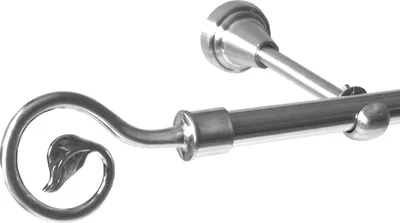 Produktbild von Gardinenstange Set Edelstahl Look Metall Ø 16mm zur Wandbefestigung 1-lauf Modern Knauf , Länge wählbar H14E20