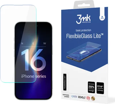 Obrázok produktu pre 3MK FlexibleGlass Lite, Apple, iPhone 16 Pro Max, Odolné proti nárazu, Priehľadná, 1 kusov