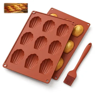 Silikon-Madeleineform, 2er-Set, 18 Mulden, antihaftbeschichtet, muschelförmig