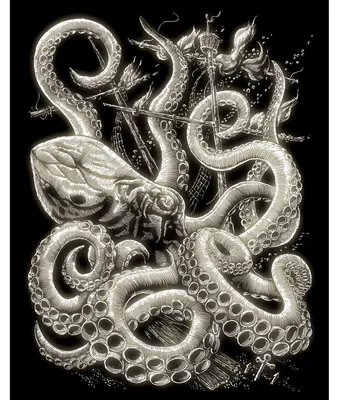Produktbild von PRACHT Kratzbild Oktopus Glow in the Dark 20x25cm