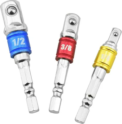 Image de 3pcs Socket Adapter Set Hex Wrench Impact Socket Adapter Set 1/2 Square Head 3/8 Sleeve 1/4 Electric Screwdriver