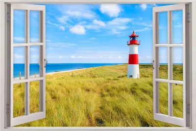 Produktbild von 147 Wandtattoo Fenster - Leuchtturm Nordsee - Größe 1250 x 830 mm