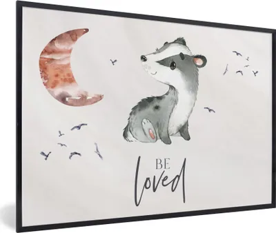 Produktbild von MuchoWow® Gerahmtes Poster Zitate - Geliebt werden - Sprichwörter - Kind - Jungen - Mädchen - Aquarell 90x60 cm - Poster mit Schwarzem Bilderrahmen Wandposter Rahmen Foto Bilder - Fotorahmen - Foto-Plakat