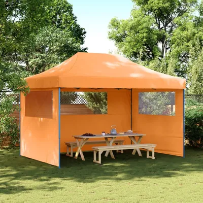 Produktbild von Design Partyzelt Faltbar Pop-Up mit 3 Seitenteilen Orange, Pavillons & Partyzelte 2024 Neu