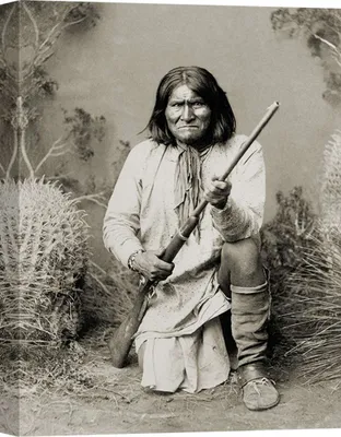 Obrázek produktu pro Obraz na plátně Indiánské oblečení, Geronimo, Apač, 1886 - 70x50 cm