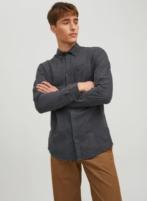 Produktbild von Twill Hemd Shacket Basic Freizeit Langarm Shirt Einfarbig JJECLASSIC |