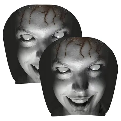 Produktbild von Kopfstützenbezug Auto 2er Set, doppelseitiger Halloween Bezug, elastischer Sitzkopfstützenschutz, waschbar für PKW, SUV und Transporter