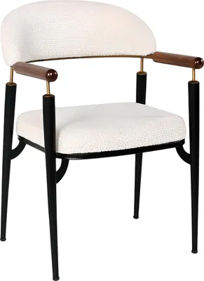 Immagine prodotto di Sedia da pranzo beige con struttura in legno di design Elegante sedia con braccioli