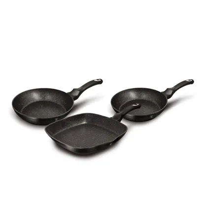 Obrázek produktu pro Sada 3 Granitových Pánví Berlinger Haus Bh-6157 Černá Stříbrná