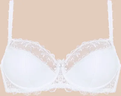 Produktbild von Ava Damen Bügel BH Dessous Stickerei  halbgepolstert Schleife Träger 1030, weiß, 85D