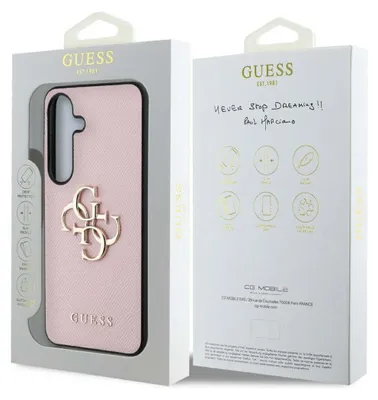 Obrázok produktu pre Guess zrnité veľké logo 4G malé klasické logo Samsung Galaxy S25 ružová
