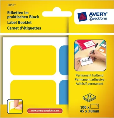 Image de Etiquettes en bloc 45x30mm Coloré Permanent 100x pièces