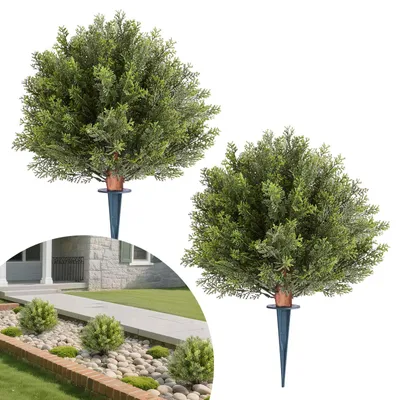 Productafbeelding van VEVOR Kunstplanten, vormgeknipte cipressen met grondspies, set van 2, 406 mm. Kunstplant, decoratieve plant, geschikt voor decoratie, veranda, binnen- en buitenruimte, terras, tuin, balkon, achtertuin
