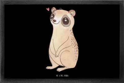 Produktbild von Mr. & Mrs. Panda Schmutzmatte Plumplori Glücklich 40 x 60 cm - Schwarz - Geschenk, Fußabtreter, Glück, fußmatte, Lustige Sprüche, Türvorleger, Schmutzfänger, Niedlich