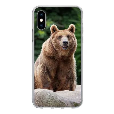 Produktbild von MuchoWow® Handyhülle Schutzhülle Hülle für iPhone X Wald - Bär - Steine Silikon Softcase Handy Hülle - Handyhülle