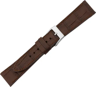 Produktbild von Minott > Uhrenarmband braun Kalbsleder > Verlauf Krokoprägung, Stegbreite:22mm, Schließe:Silbern