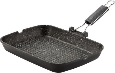 Produktbild von Rechteckige Grillpfanne mit Klappgriff für gesundes Grillen und Braten