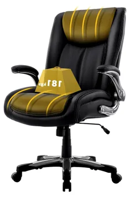 Produktbild von Großer und hoher Bürostuhl, 181 kg, strapazierfähiger Executive-Computerschreibtischstuhl mit hoher Rückenlehne und klappbaren Armlehnen für das Homeoffice, Schwarz