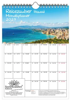 Produktbild von Reisezauber Hawaii Planer DIN A4 Kalender für 2027 Amerika Honolulu Stadt Reise Land Urlaub - Seelenzauber