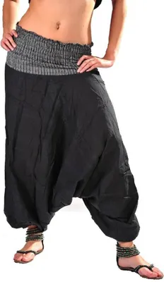 Produktbild von Haremshose Pumphose Aladinhose Pluderhose Yoga Goa Sarouel Baggy Aladin Freizeithose Ranya, schwarz S/M