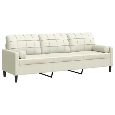 Image de Canapé 3 places avec oreillers décoratifs crème 210 cm velours