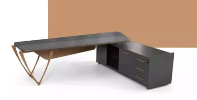 Produktbild von Büromöbel Eckschreibtisch mit Schubladen Moderner Arbeitszimmer Tisch