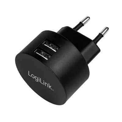 Obrázok produktu pre LogiLink 2-portová USB sieťová nabíjačka - Napájanie - 10,5 Watt - 2,1 A - 2 výstupné porty (USB)