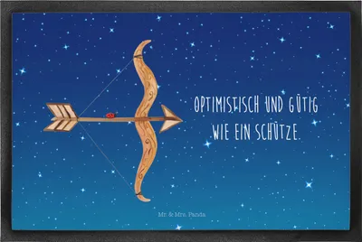 Produktbild von Mr. & Mrs. Panda Bodenvorleger Sternzeichen Schütze 40 x 60 cm - Sternenhimmel Blau - Geschenk, Schmutzmatte, Türmatte, Schmutzfangmatte, Schützenfest, Fußabstreifer