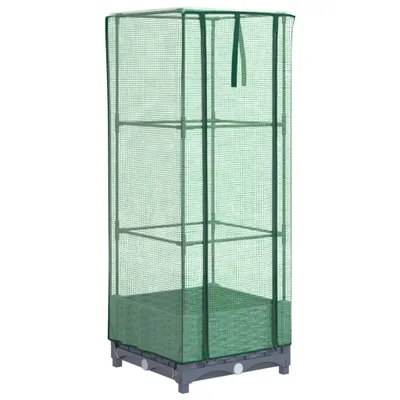 Obrázek produktu pro Vyvýšený záhon se skleníkem ratanový vzhled 40 x 40 x 123 cm
