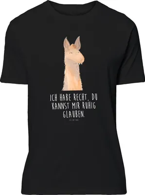 Produktbild von Mr. & Mrs. Panda Tshirt Lamakopf Genervt - Schwarz - Geschenk, S T-Shirt, Chef, Azubi, Jersey-Shirt, Basic-Shirt, Lama, oberteil, Recht haben, Lamas, Beste Freundin